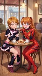 asuka_langley_sohryu, cure_black, misumi_nagisa, futari_wa_precure, neon_genesis_evangelion