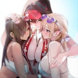 marciana_(marine_study)_(nikke), marciana_(nikke), naga_(nikke), tia_(nikke), tia_(sea_lizzie)_(nikke)