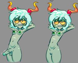 calliope_(homestuck), mexora, boobs, futanari, green_nipples