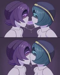 rebecca_(murder_drones), uzi_(murder_drones), murder_drones, 2girls, blushing