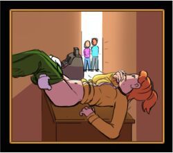 robin_(stardew_valley), stardew_valley, 2boys, border, breasts