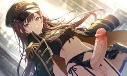 shinonome_ena, project_sekai, 1girl, army_girl, army_hat