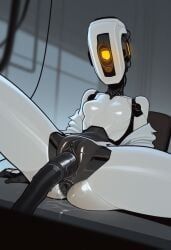 glados, glados_(humanoid), object_in_pussy, object_insertion, pussy