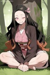 kamado_nezuko, kimetsu_no_yaiba, patreon, 1girl, bamboo