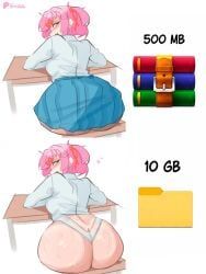 natsuki_(doki_doki_literature_club), doki_doki_literature_club, emiillb, 1girls, ass