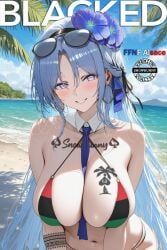 alsace_(azur_lane), alsace_(heat-beating_summer_sacrament)_(azur_lane), azur_lane, blacked, beach