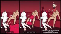 angel_dust_(hazbin_hotel), charlie_morningstar_(hazbin_hotel), niffty, hazbin_hotel, unknown_artist