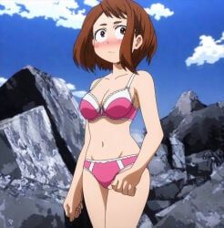 ochako_uraraka, boku_no_hero_academia, my_hero_academia, 1girls, bra