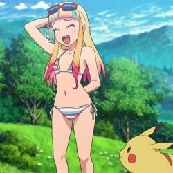 pikachu, risa_(pokemon), pokemon, 1girls, bikini
