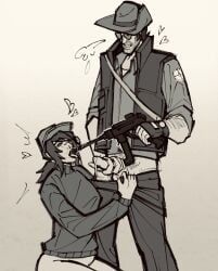 anne_mundy_(sniperriako), sniper_(team_fortress_2), team_fortress_2, tf2, 1boy1girl