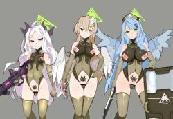 hina_(blue_archive), mine_(blue_archive), nagisa_(blue_archive), blue_archive, mg42