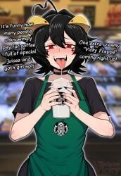 villainousvicky_(vtuber), starbucks, villainousvicky, 1girls, ahoge