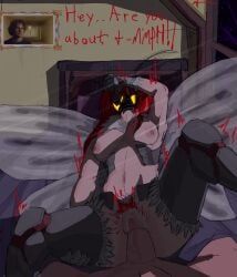 antennae_(anatomy), bed, bedroom, breasts, bug