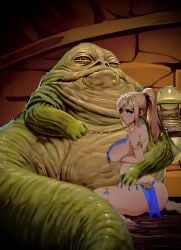 jabba_the_hutt, samus_aran, metroid, star_wars, arm_around_waist