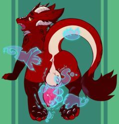 zappy, anthro, balls, bodily_fluids, dragon