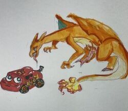 charizard, generation_1_pokemon, lightning_mcqueen, pokemon_(species), cars_(disney)