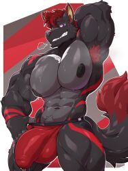 myiko, abs, anthro, areola, armpit_hair