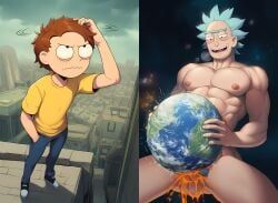 morty_smith, rick_sanchez, rick_and_morty, elmyr, city