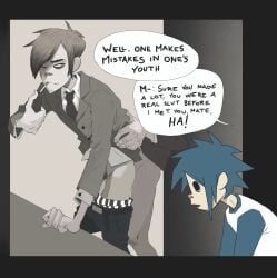 2d_(gorillaz), stuart_pot, gorillaz, dork_nokia, black_and_white