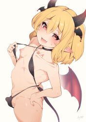 original_character, nyakkuru, 1boy, barely_clothed, bat_wings