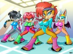 lien-da, lupe_the_wolf, rouge_the_bat, sally_acorn, call_on_me_(eric_prydz_music_video)