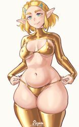 princess_zelda, the_legend_of_zelda, squishlewds, 1girls, bikini