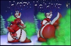 folfie_winter, holidays, wrongcable, anthro, anus