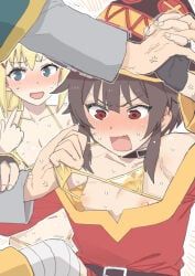 darkness_(konosuba), megumin, satou_kazuma, kono_subarashii_sekai_ni_shukufuku_wo!, mo_(kireinamo)