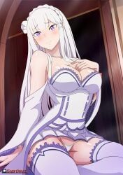 emilia_(re:zero), re:zero_kara_hajimeru_isekai_seikatsu, kami_otaku, 1girls, boobs