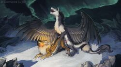 mythology, cu_sith_(artist), aurora_(phenomenon), claws, dragon