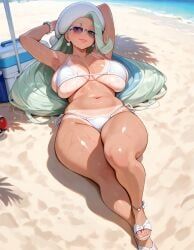 melony_(pokemon), pokemon, ankle_bracelet, ass_up, beach
