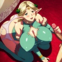 ephildis_agraliel, kyonyuu_elf_oyako_saimin, 1boy, 1girls, arm_gloves