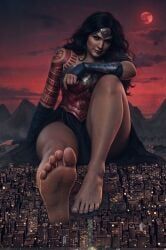 absolute_wonder_woman, absolute_dc, arm_bracers, armor, barefoot