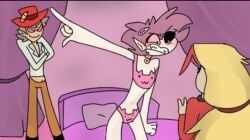 angry_face, annoyed_expression, blushing, cat_panties, clenching_teeth