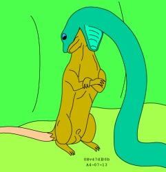 urbanhermit, animal_genitalia, balls, blue_eyes, crossed_arms