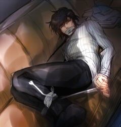 takatora_kureshima, kamen_rider, kamen_rider_gaim_(series), 1boy, ankles_bound
