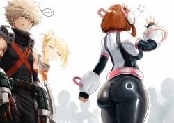 bakugou_katsuki, katsuki_bakugou, ochako_uraraka, ochako_uraraka_(hero_outfit), toga_himiko