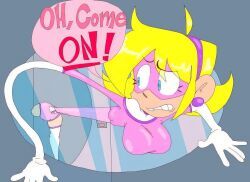 plastelle_(rubberlemtoons), rubberlemtoons_(artist), 1girls, blonde_hair, elastigirl_stuck_scene