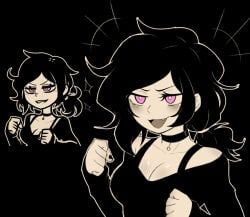 ashley_graves, the_coffin_of_andy_and_leyley, 1girl, black_background, black_choker