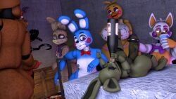 foxy_(fnaf), glitchtrap, lolbit_(fnaf), plushtrap_(fnaf), runaboo_chica