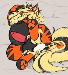 arcanine, arlean_(raster_dreams), generation_1_pokemon, generation_2_pokemon, mareep