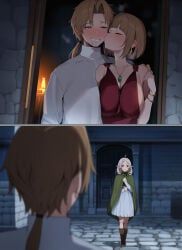 ranoa_prostitute_(mushoku_tensei), rudeus_greyrat, sylphiette_(mushoku_tensei), mushoku_tensei, mushoku_tensei:_isekai_ittara_honki_dasu