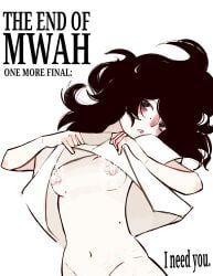 belly_button, black_eyes, black_hair, boobs, crying