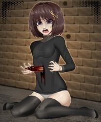 riza_henderson, did, blood, blood_drip, brown_hair