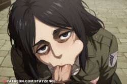 pieck_finger, shingeki_no_kyojin, 1boy, 1girl, :>=