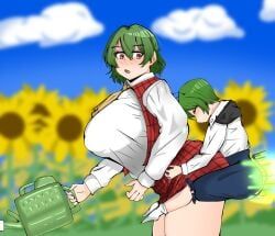 wriggle_nightbug, yuuka_kazami, touhou, 2girls, blush