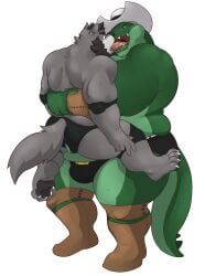 alligator, alligatorid, anthro, bear_hug, big_tex_(houndgrey)