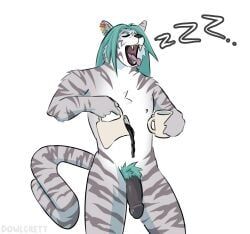 anthro, belly, beverage, blue_hair, coffee