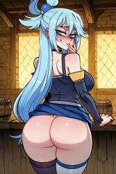 aqua_(konosuba), konosuba, 1girl, ass, before_sex
