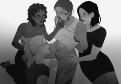 steemyart, 4girls, butch, femme, fingering